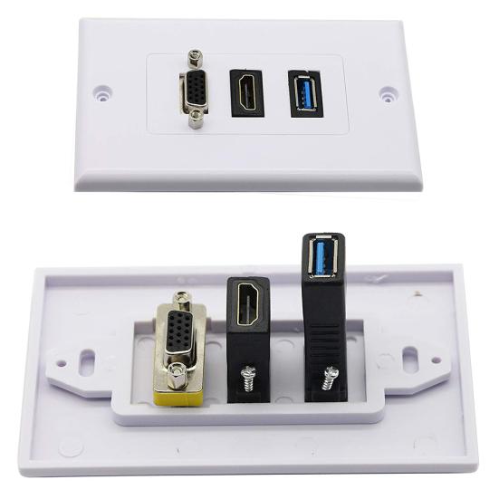 DOONJIEY USB + HDMI-совместимый + порты VGA, полная высокая четкость, 1080P, аудио-видео, настенная панель, лицевая панель