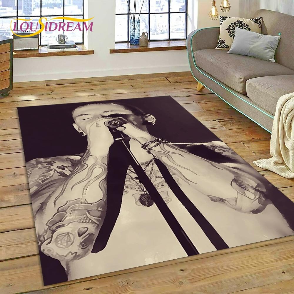 3D Retro Rock Band 3D L-Linkin-Park Rug Carpet for Living Room Bedroom Home Decor,Floor Mat Non-slip Decoration for Sofa Doormat