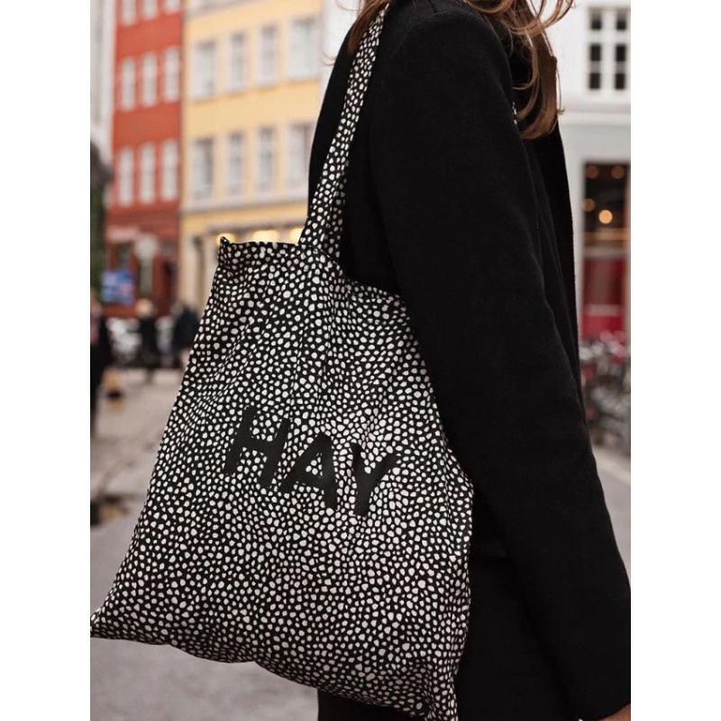 Сумка через плечо из холста корейского блогера – ленивая летняя универсальная сумка для покупок в горошек