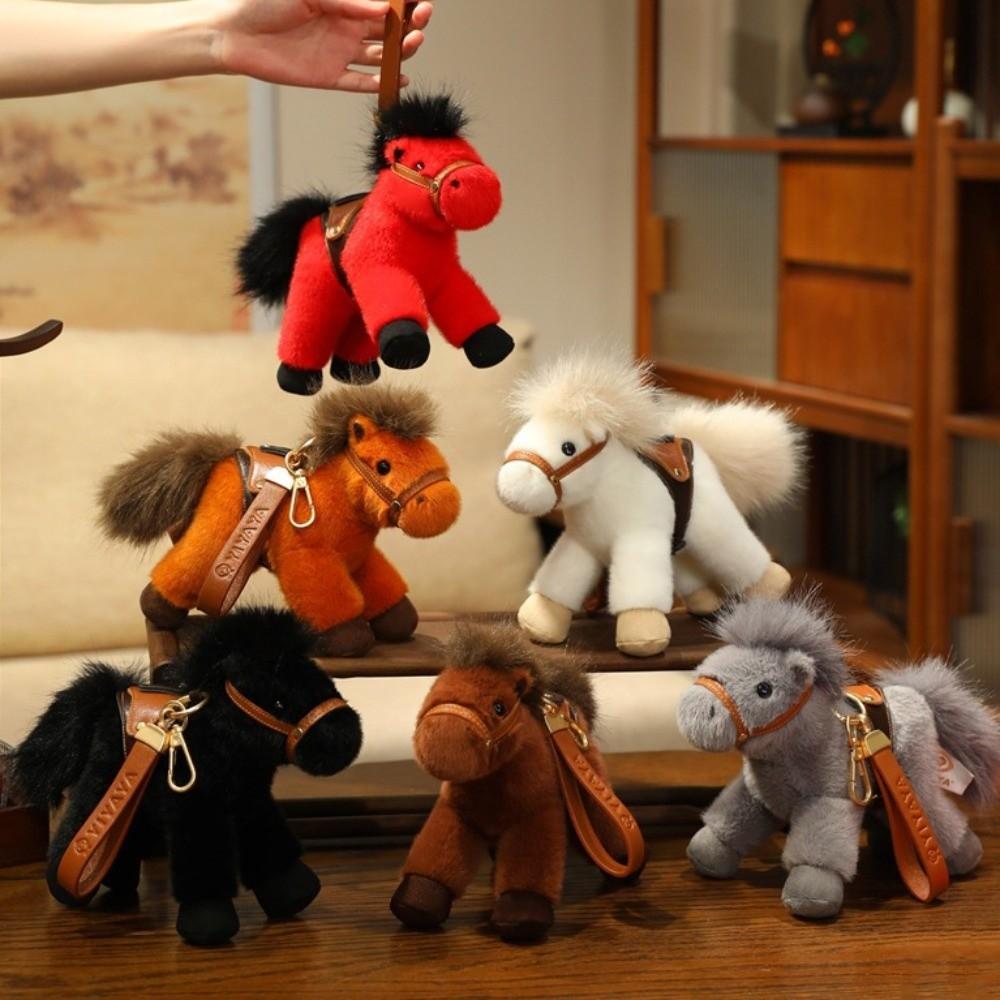 Cartoon Horse Stuffed Toy Keychain Stuffed Simulation Horse Toy Keychain Christmas Gift