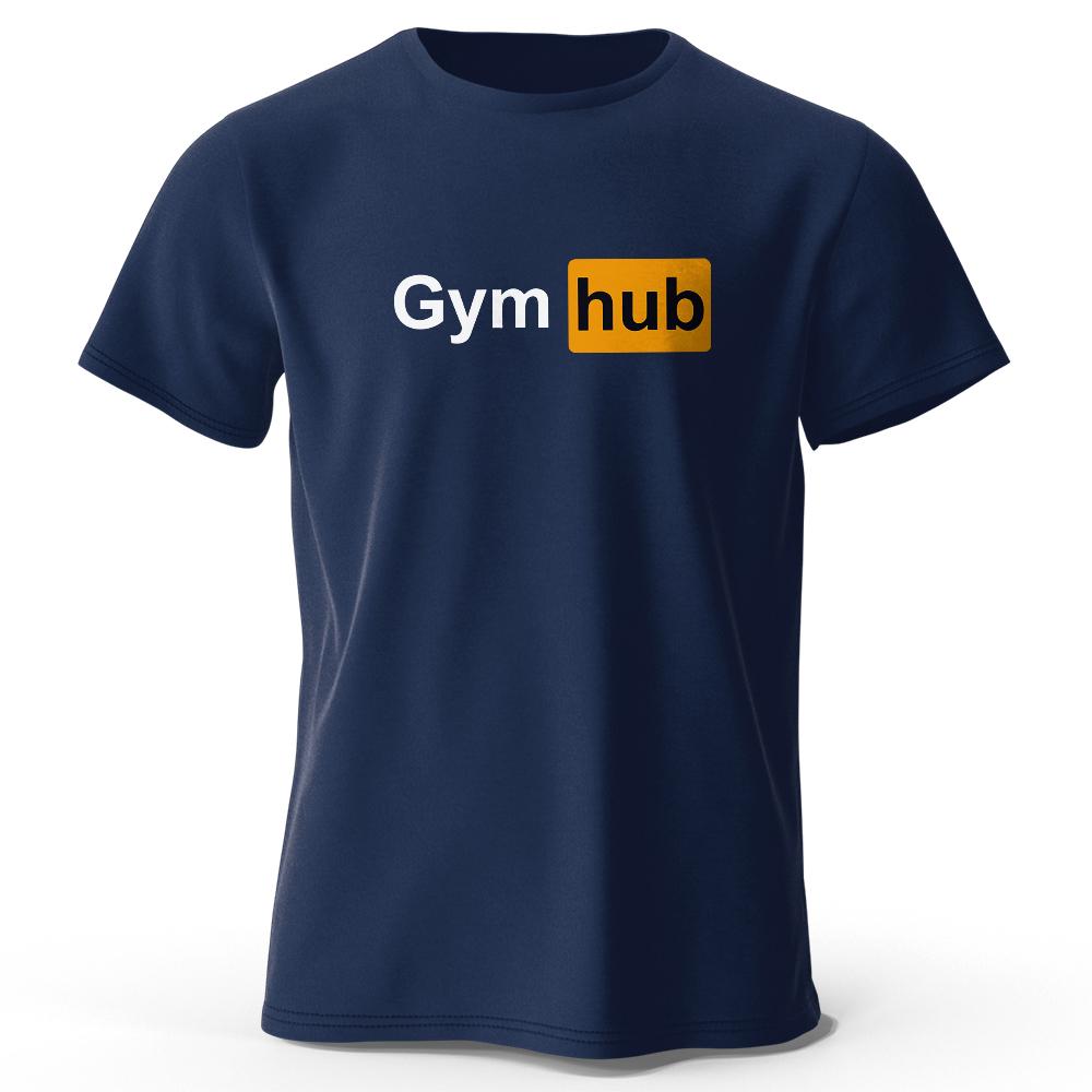 Мужская футболка Gym Hub с принтом 100% хлопок Оверсайз Смешные графические футболки для мужчин Летние топы Компрессионная рубашка