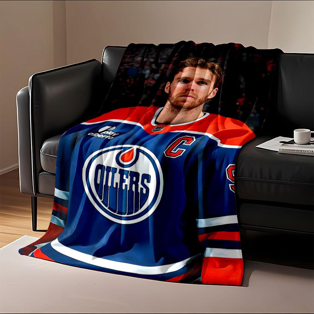 Hockey Team Blue and Orange Jersey print blanket soft and cozy perfect for the living room bed sofa or a nap,gift