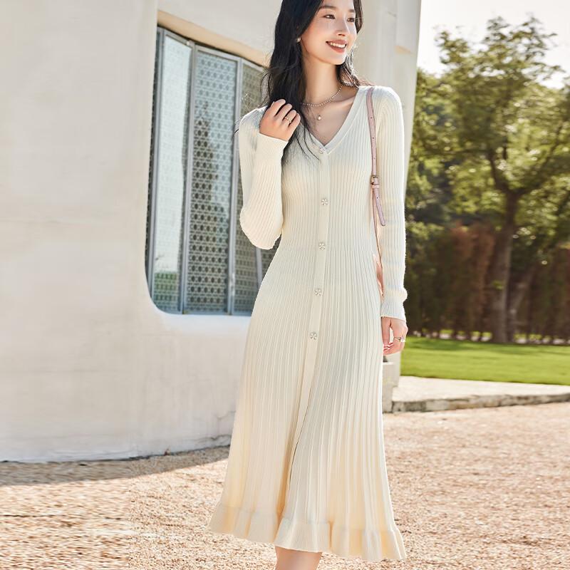 VICTORIA&VERA Женское зимнее вязаное миди-платье в рубчик с V-образным вырезом