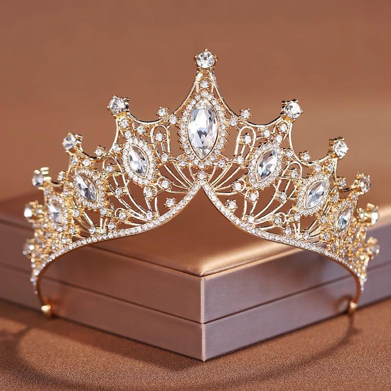 Crown Headband Large Crown Bridal Tiara Wedding Jewelry Stage Party Rhinestone Crown Accessories