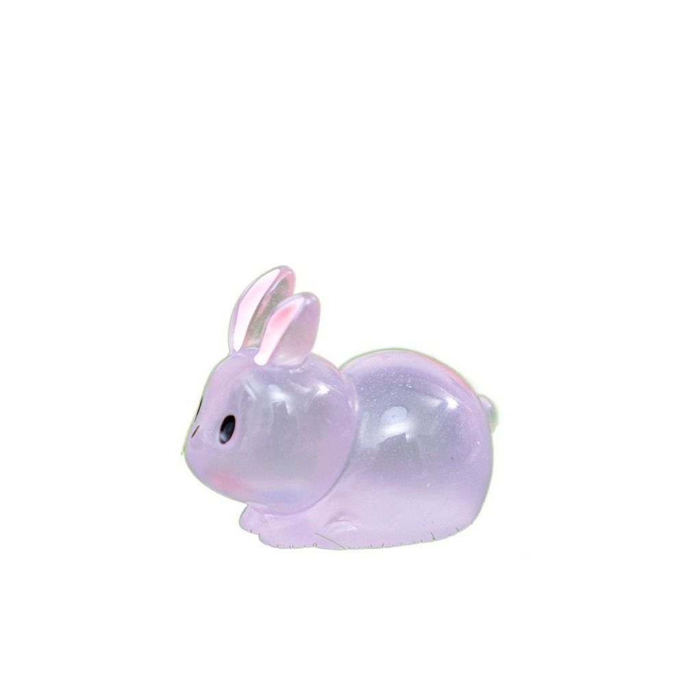 DIY Mini Rabbit Ornament Cartoon Resin Animal Figurines Cute Luminous Rabbit Miniatures  Outdoor