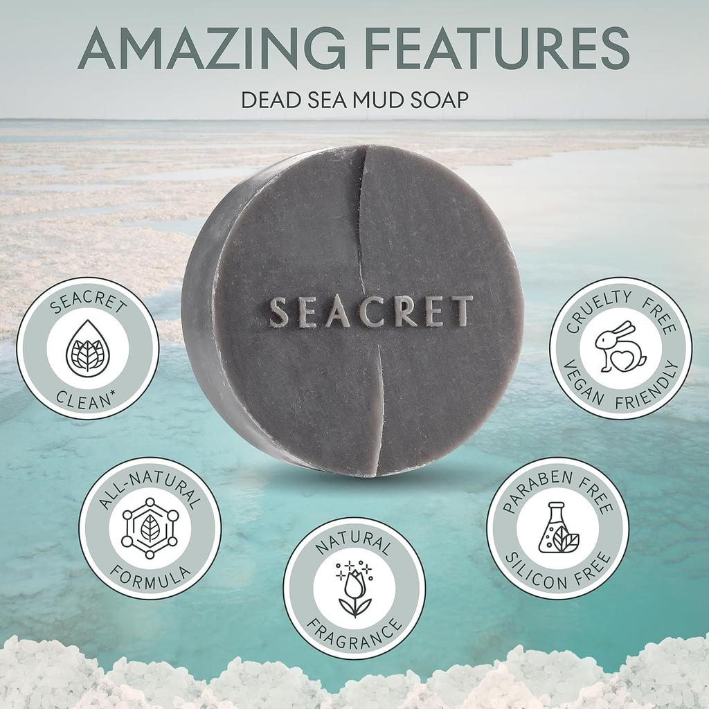 SEACRET Матирующая Грязь для Лица Мёртвого Моря Твердое Мыло для Лица 125г, Очищающее Средство, Инфузия, Мыло, Пенка, Уход за Кожей,