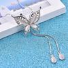 Opal Butterfly Chain Sweater Long Necklace Pendants Gift For Girl Jewelry