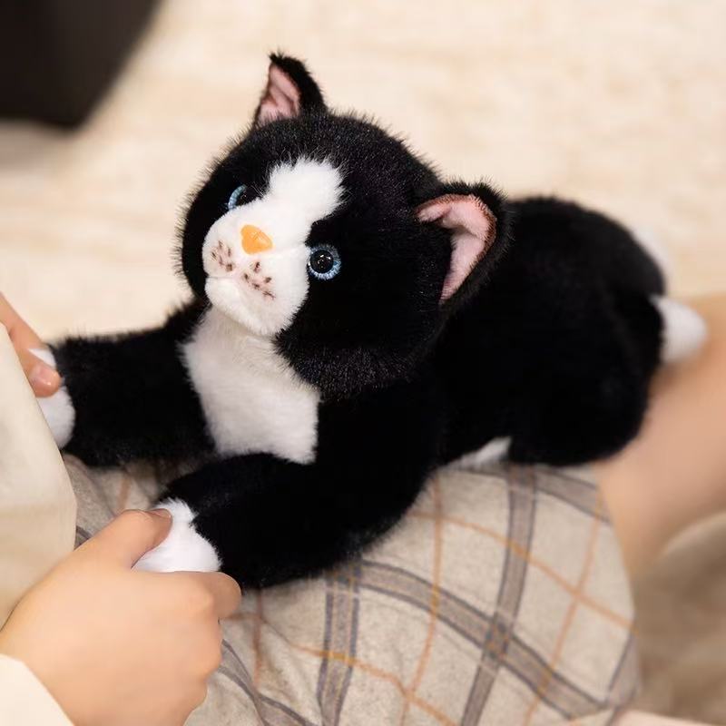 38cm Simulation New Prone Cat Doll Stuffed Plush Toy Cartoon Anime Cute Pillow Pillow for Children's Birthday Gift Fun Doll