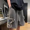 Streetwear Denim Shorts Men Y2K Embroidery Short Jeans Baggy Short Pants