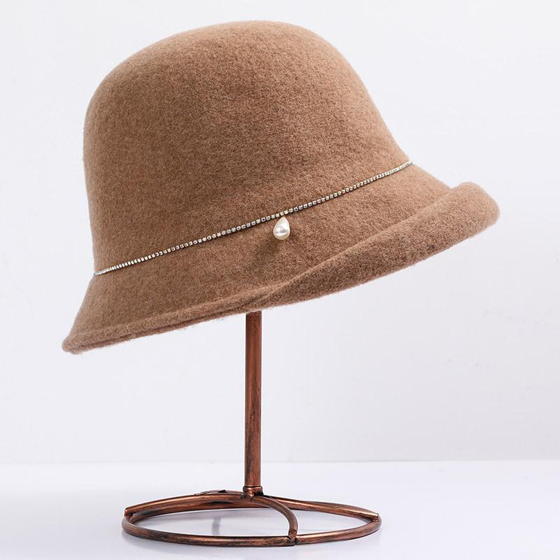 Высококачественная шляпа из новой шерсти женская осенне-зимняя модная шляпа-котелок с загнутыми полями, темпераментная шляпа-ведро знаменитости, элегантная шляпа-клош