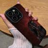 Чехол для телефона с красным фоном и узором черной лошади, подходит для iPhone 17 16 15 14 13 12 11 Pro/Max/Plus, противоударный