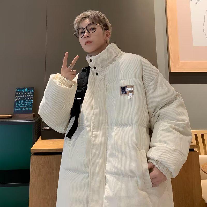 Унисекс вельветовая куртка с воротником-стойкой из плотного хлопка - модное зимнее пальто для пар