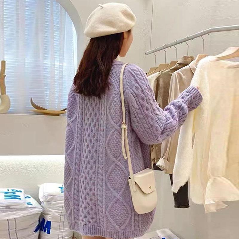 Ленивый стиль, жареное тесто, вязаный свитер, кардиган, пальто для женщин, 2023, корейский женский свободный кардиган, свитер, женские топы