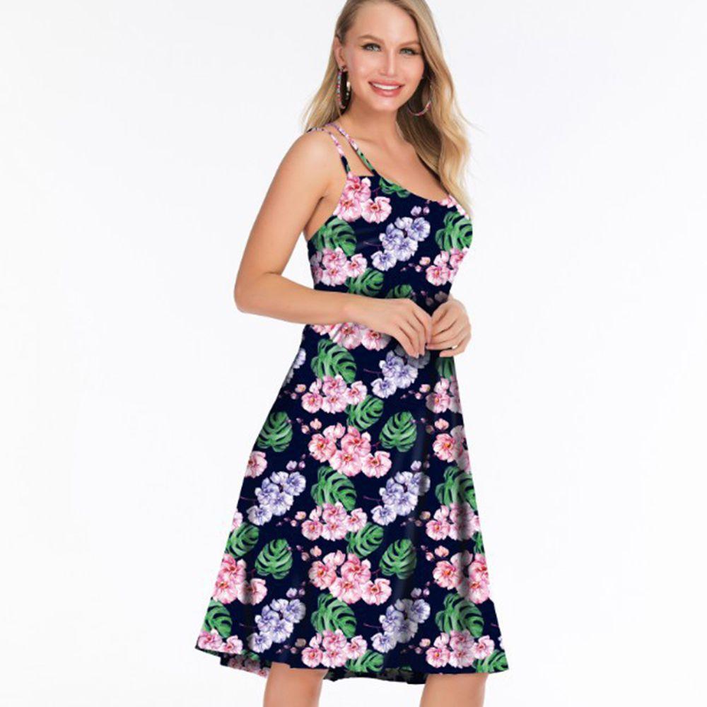 Элегантное женское летнее платье без рукавов с цветочным принтом для пляжа, идеально подходящее для праздничных случаев, размеры S-5xl