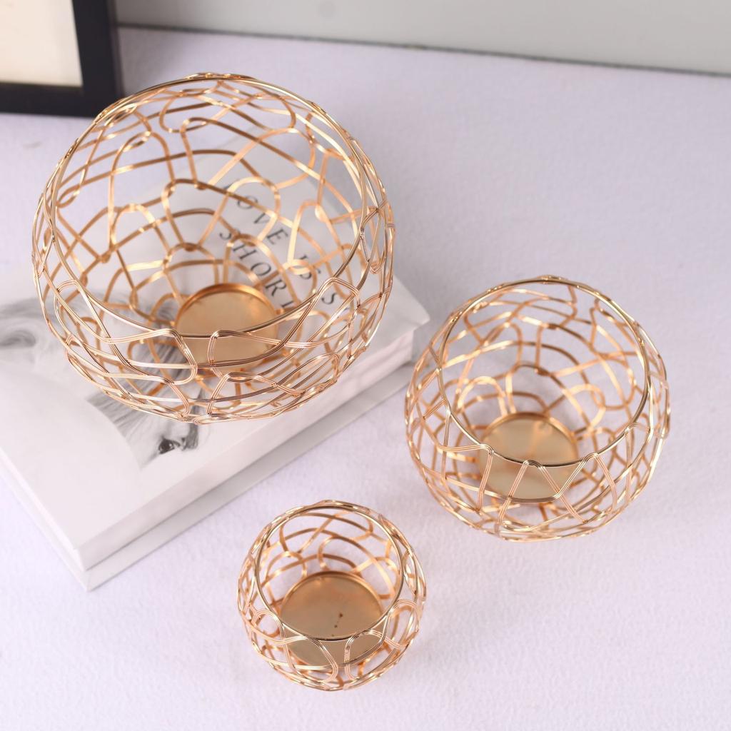 3pcs/set Nordic Style Romantic Candlestick Iron Geometric Candle Holders Home Decoration Metal Craft