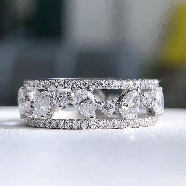 Роскошные серебряные кольца для женщин, блестящие кольца с кубическим цирконием, модные женские кольца на палец, вечерние универсальные ювелирные изделия