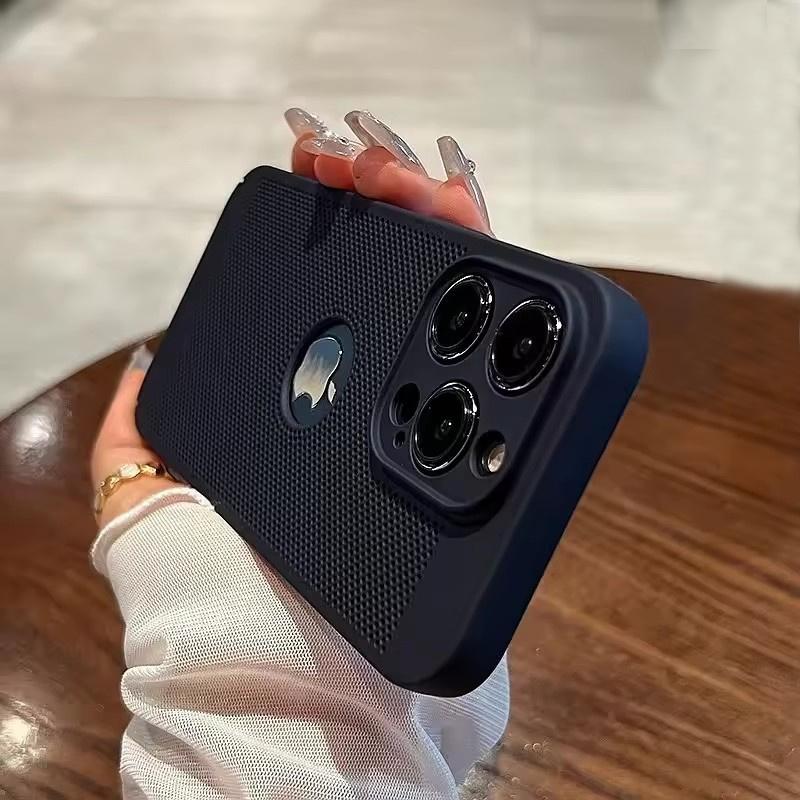Роскошный чехол для телефона с теплоотводом для iPhone 11 12 13 14 15 Pro Max Plus X XS Max XR Hollow Ultra Thin Single Color Cover