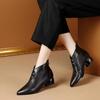 Новые женские ботильоны на толстом каблуке с острым носком на осень/зиму - Лоскутные ботильоны на молнии сзади, Модная обувь для мам