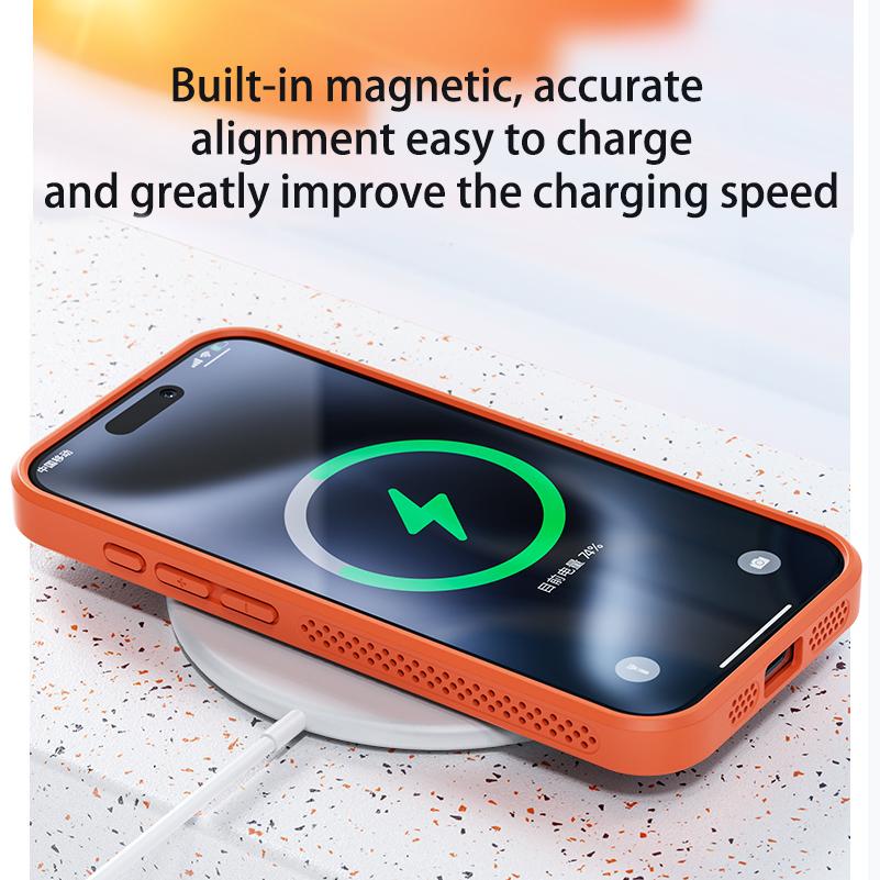 Сетчатый чехол для отвода тепла для беспроводной зарядки MagSafe для iPhone 17 16 15 14 Plus 13 12 Pro Max 17 Air Дышащая жесткая крышка