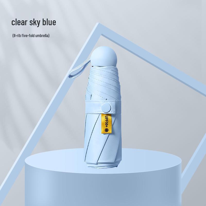 Компактный складной зонт с защитой от УФ-лучей и черной подкладкой