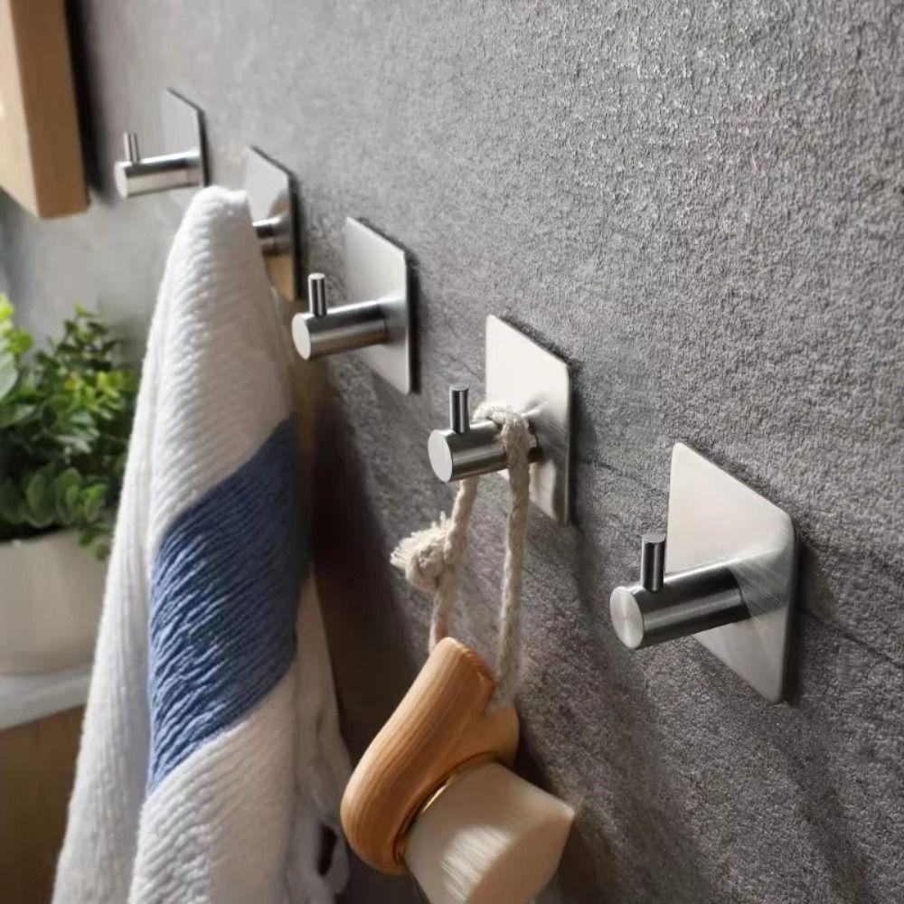 4Pcs Multi-Purpose Adhesive Wall Hook Heavy Duty Towel Holder Towel Rack Bathroom Kitchen Hardware