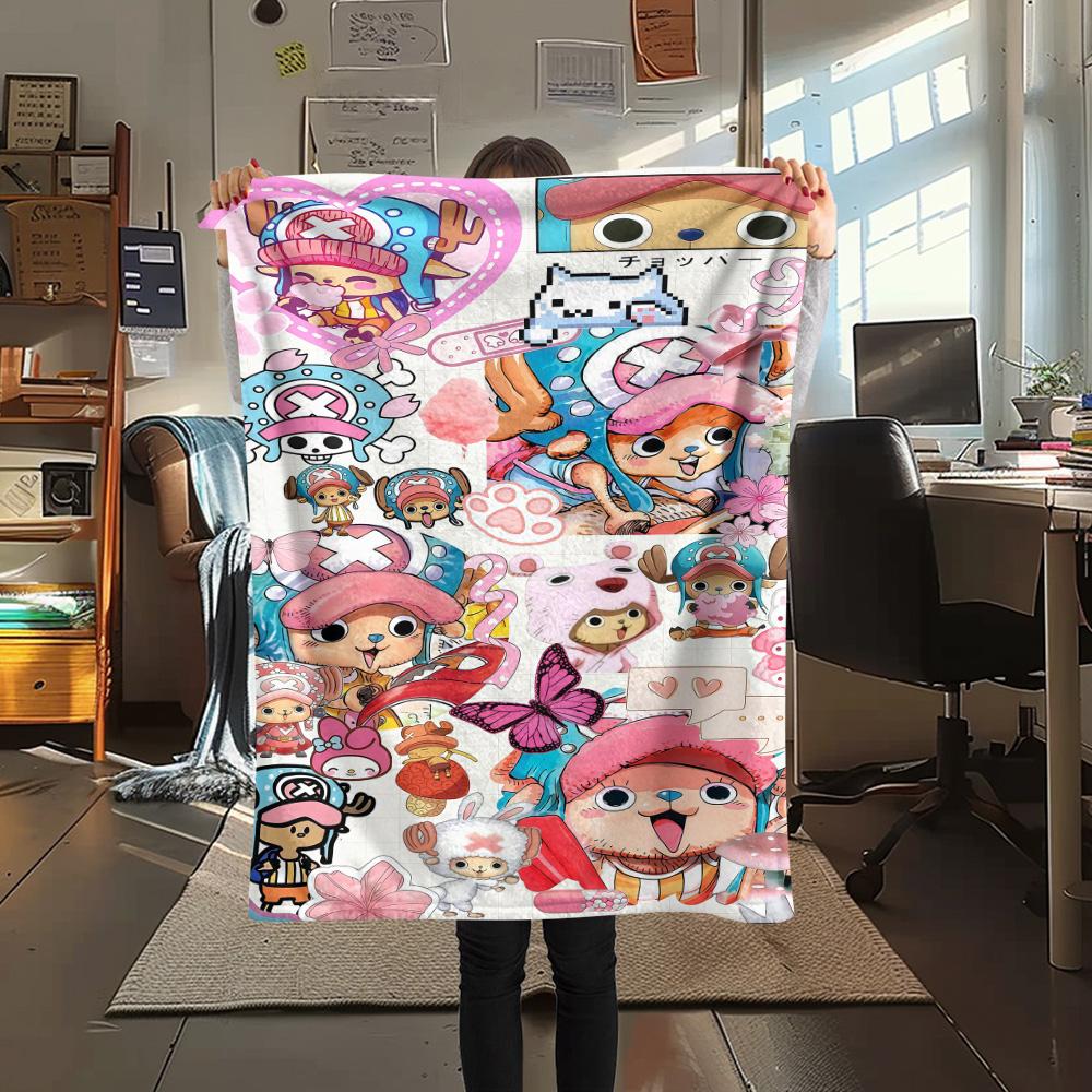 1PC Tony Tony Chopper Patterned Flannel Blanket Suitable For All Seasons For Home Decor Warmth And Comfort Gifts Holiday Present