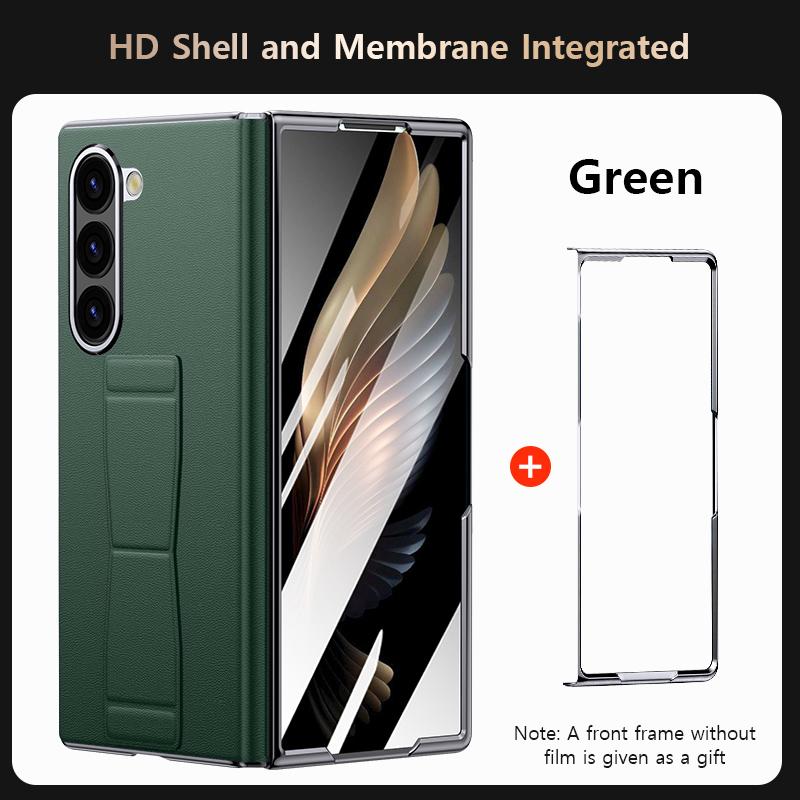 Кожаный чехол LANGSIDI для Samsung Galaxy Z Fold 6 Fold6 с магнитным ремешком на запястье и подставкой, задняя крышка с защитной пленкой