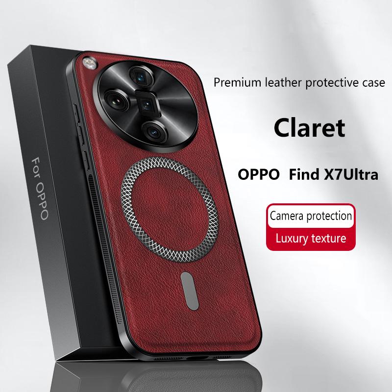 For Oppo Find X7 Ultra Case Magnetic Elegant Leather Wear-Resistant Lens Fully Covered Non-Slip Grip Edge Cover Shell