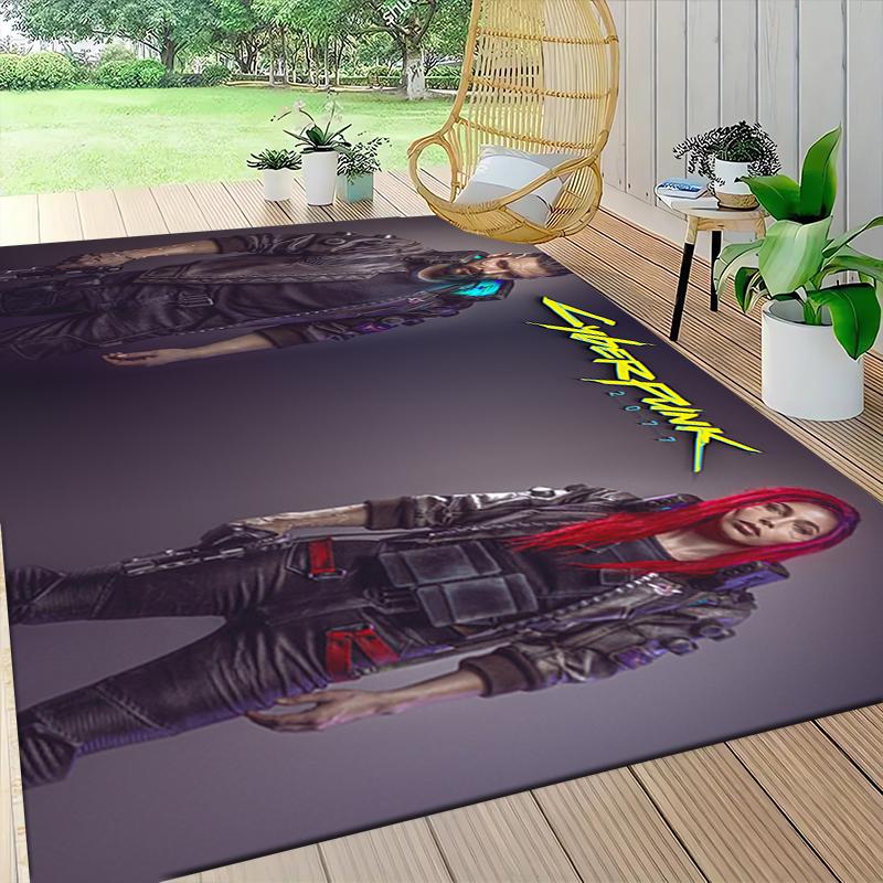 Cyberpunk Fashion Show Carpet Rug Soft Washable Anti Slip Home Living Room Sofa Mats Personalized Christmas Rug