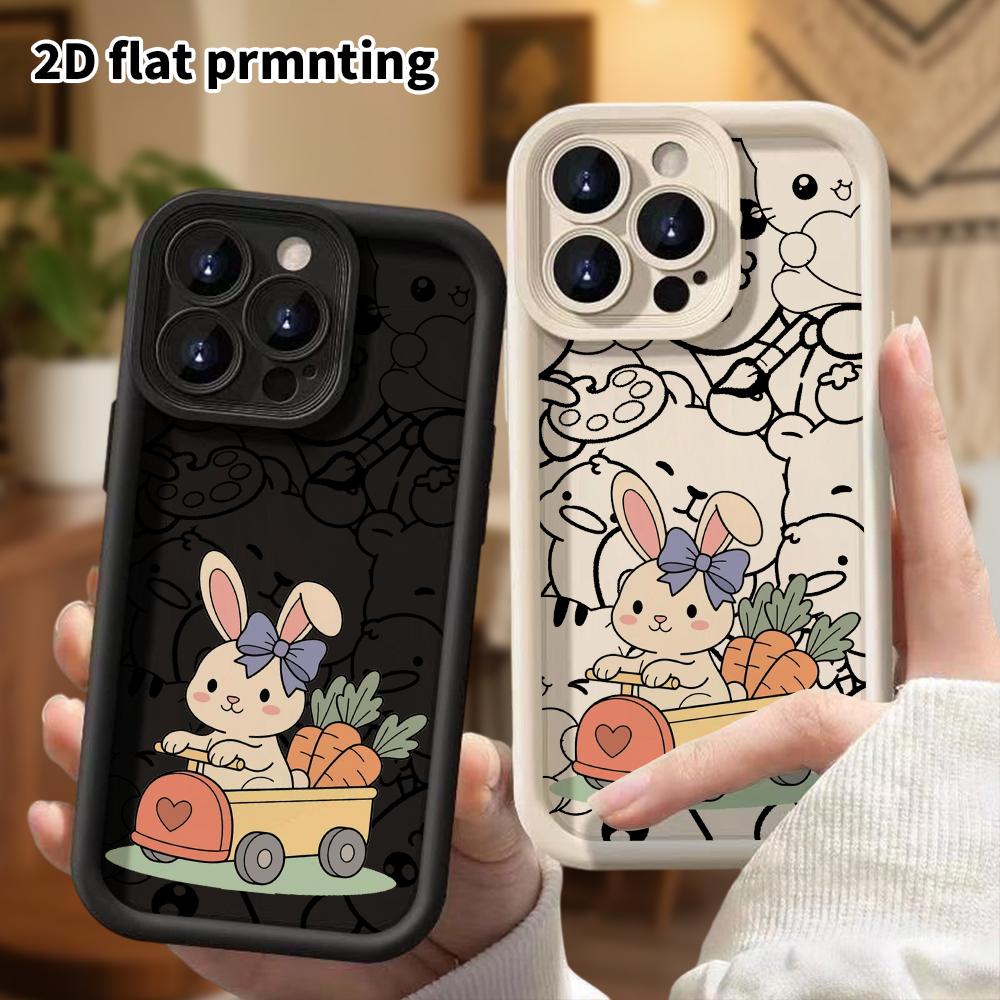 Phone case: 2D flat design, suitable for iPhone 18 17 16 15 14 13 Pro protective case, white little rabbit, perfect holiday gift for Christmas and Hal
