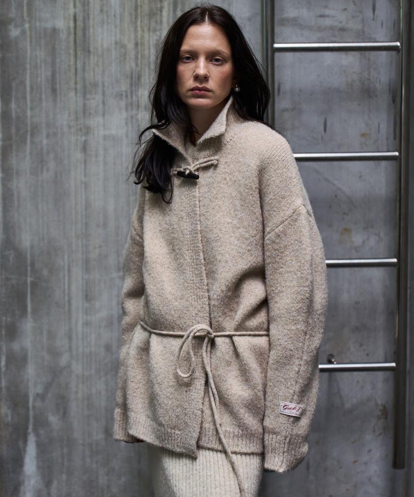 GRIDAJ Wool Blending String Jacket-Style Cardigan_Beige