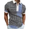 Men's Several Striped Print Stretch Slim Short Sleeve Zipper POLO Shirt T-shirt Top
