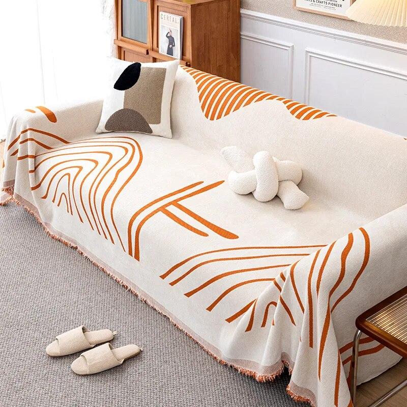 Чехол для дивана из синели, одеяло для проживания в семье, спальня, универсальное для всех сезонов, полотенце, пылезащитное декоративное полосатое полотенце для дивана, чехол