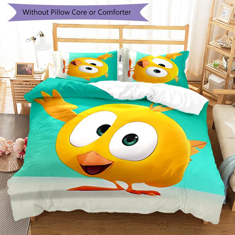 3pcs T'es Ou Chicky pattern bedding set duvet cover set includes duvet cover &pillowcases,perfect all season bedroom decoration&gift