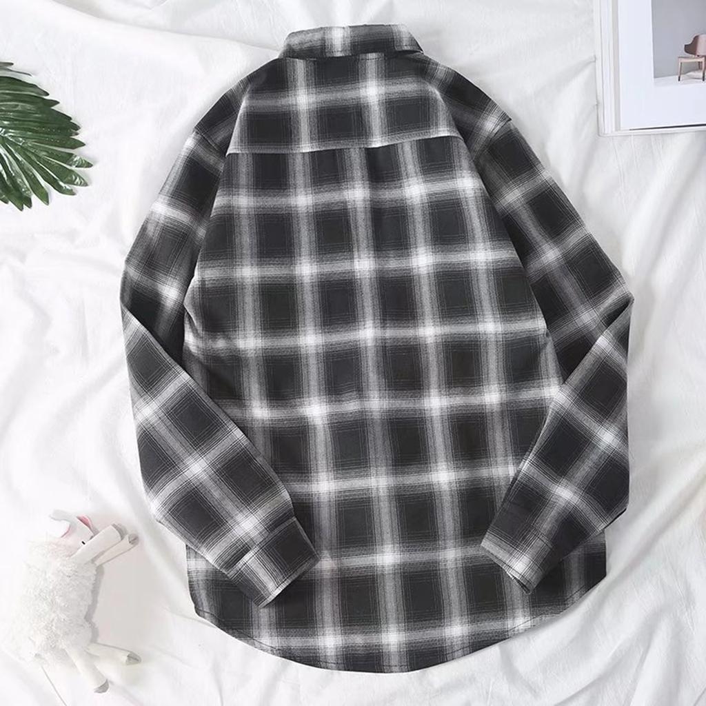 Women's Warm Plaid Shirt Autumn And Winter Long Sleeve Buttons Up Jacket Soft Lined Flannel Coat With Pockets