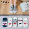 5 пар хлопковых женских носков, повседневные женские носки с изображением лодки в 3D-стиле, мультяшный кот Харадзюку, милый невидимый забавный комплект носков для девочек