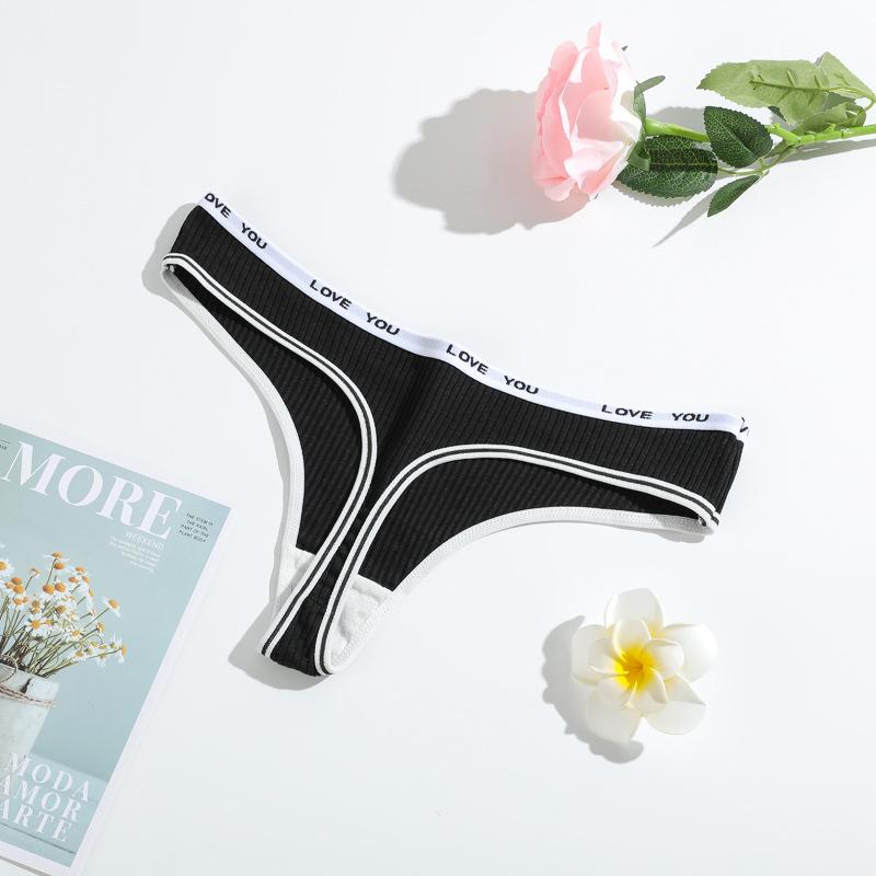 Thong Panties Girls Comfortable Belly Threaded Thong Women'S Low Waist Breathable Pure Cotton Thong