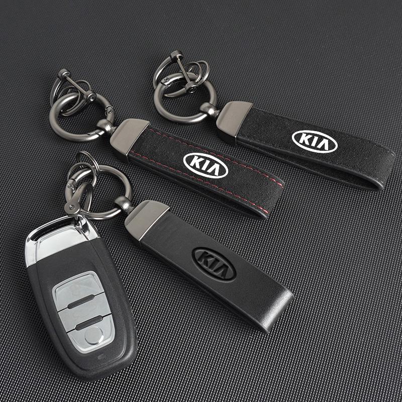 NAQF7 Leather Car styling Keychain Ring For Kia Rio Picanto Sportage Niro Morning Ceed ProCeed Stonic KN Car Decoration Accessories