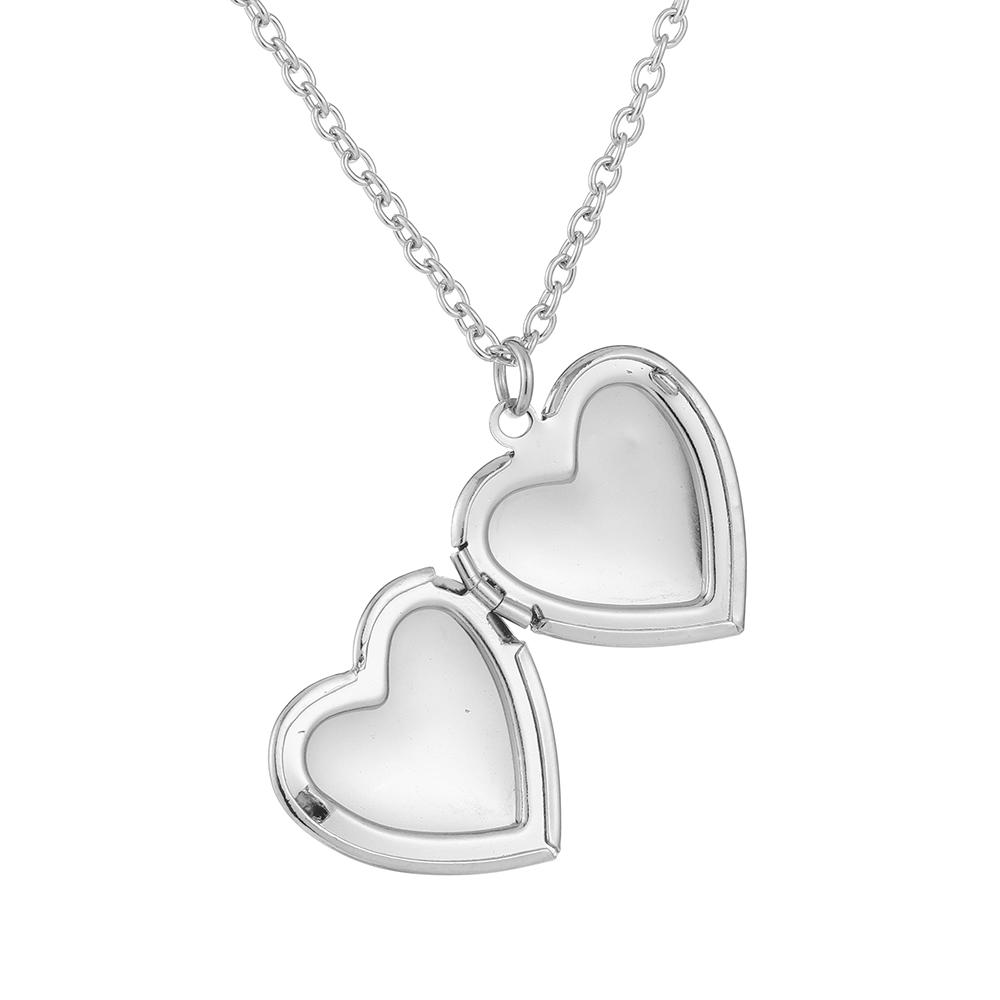 In My Heart Jewelry Forever and Always Chain Pendant Necklace Heart Shaped Photo Picture Locket
