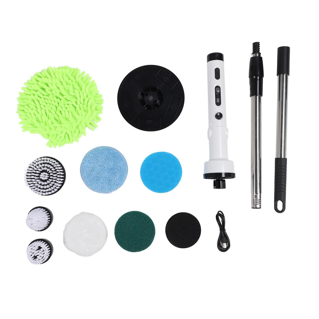 Electric Spin Scrubber with 9 Brush Heads Extension Handle 3 Speeds Adjustable IPX7 Water Resistant