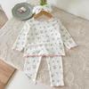 1-7T Baby Girl's Autumn New Pajama Set Floral Print Casual Two-piece Girls Long Sleeve Shirt and Pants Children's Clothing