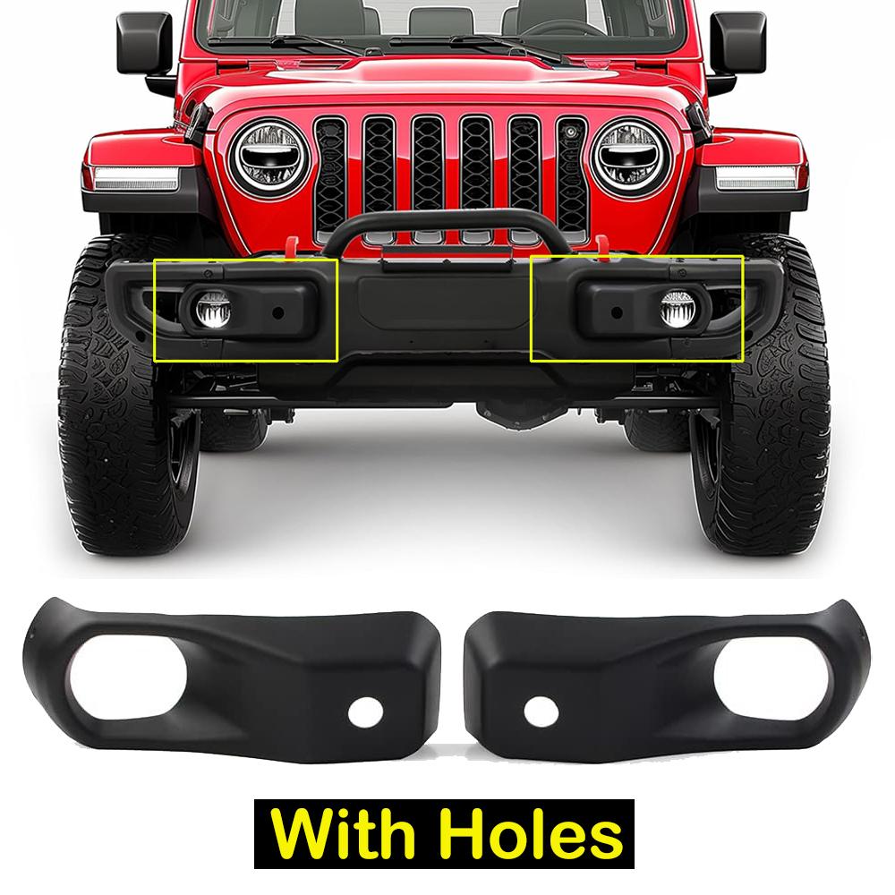 Fog Light Cover Front Bumper Fog Lamp Covers Trim Bezel For Jeep Wrangler JL 2018+ 10th Anniversary Rubicon Steel Front Bumper