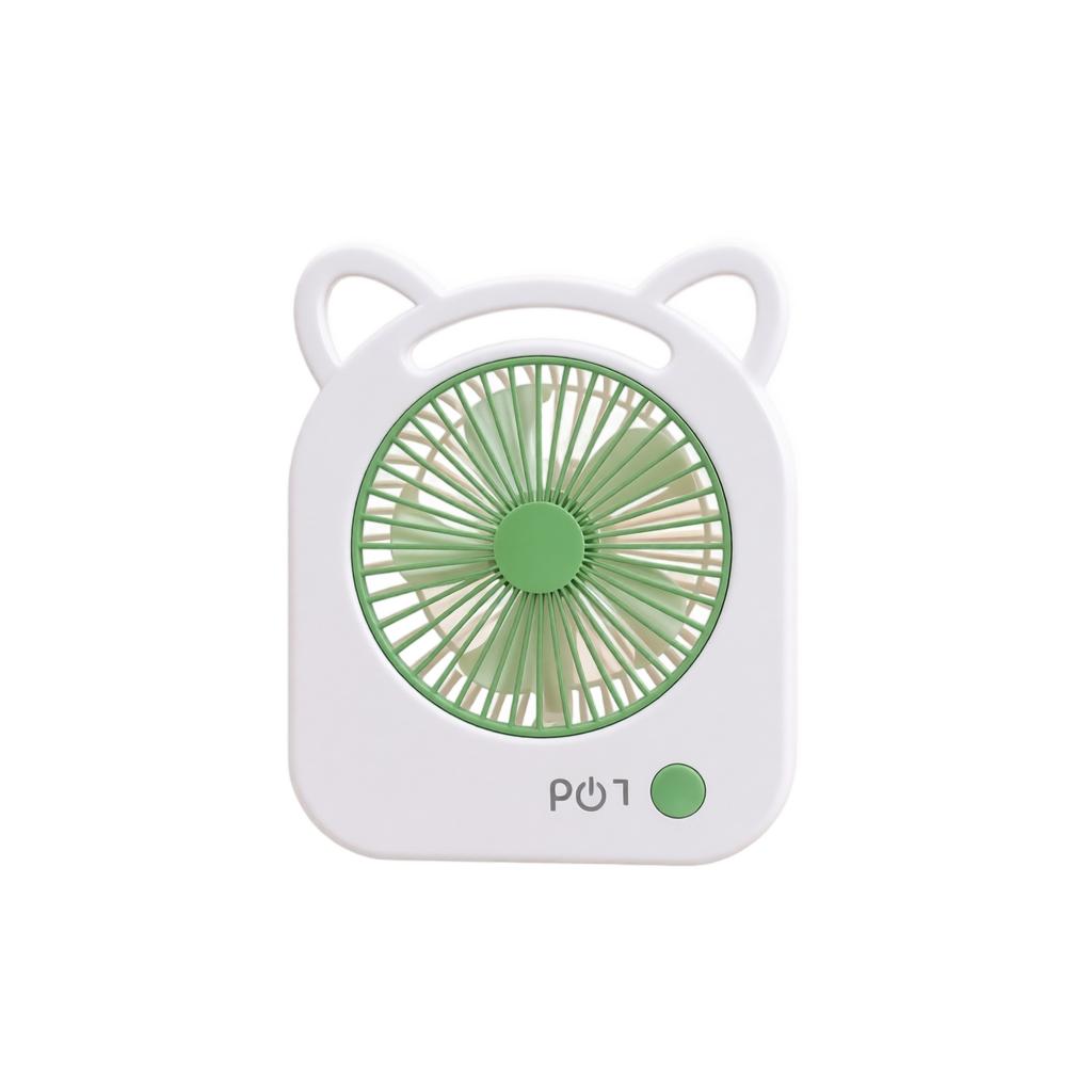Portable Rechargeable Fan with Three Speed Settings for Desktop Handheld and Wall Mount Use Cute Cat Ear Design Compact Size USB Powered Fan