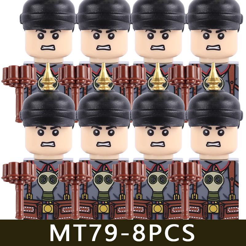 MOC Military Series WW1 Prussian Soldier Figures Building Blocks Army Infantry Warrior Backpack Accessories Bricks Toy Gifts Boy