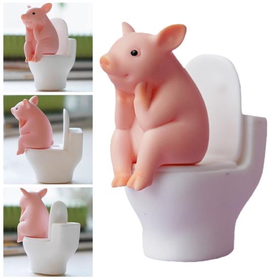 Миниатюрная статуэтка свиньи Свинья, сидящая на унитазе Мини-игрушка животное