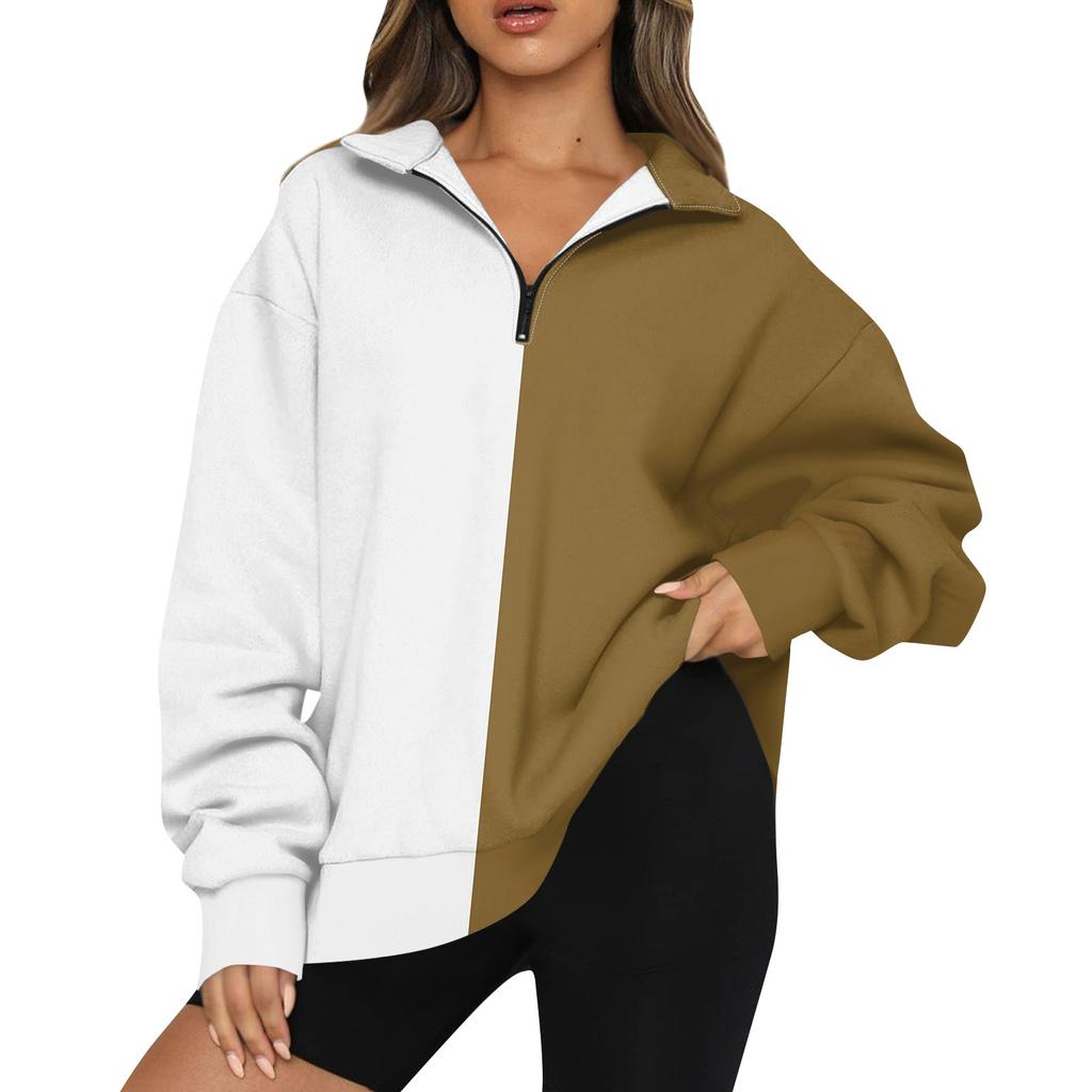 Женская модная толстовка с длинным рукавом и принтом в полоску с отворотом на молнии