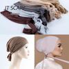 Elastic Mercerized Cotton Adjustable Tie-Back Ethnic Hijab Undercap - Solid Color Rayon Thin Cap