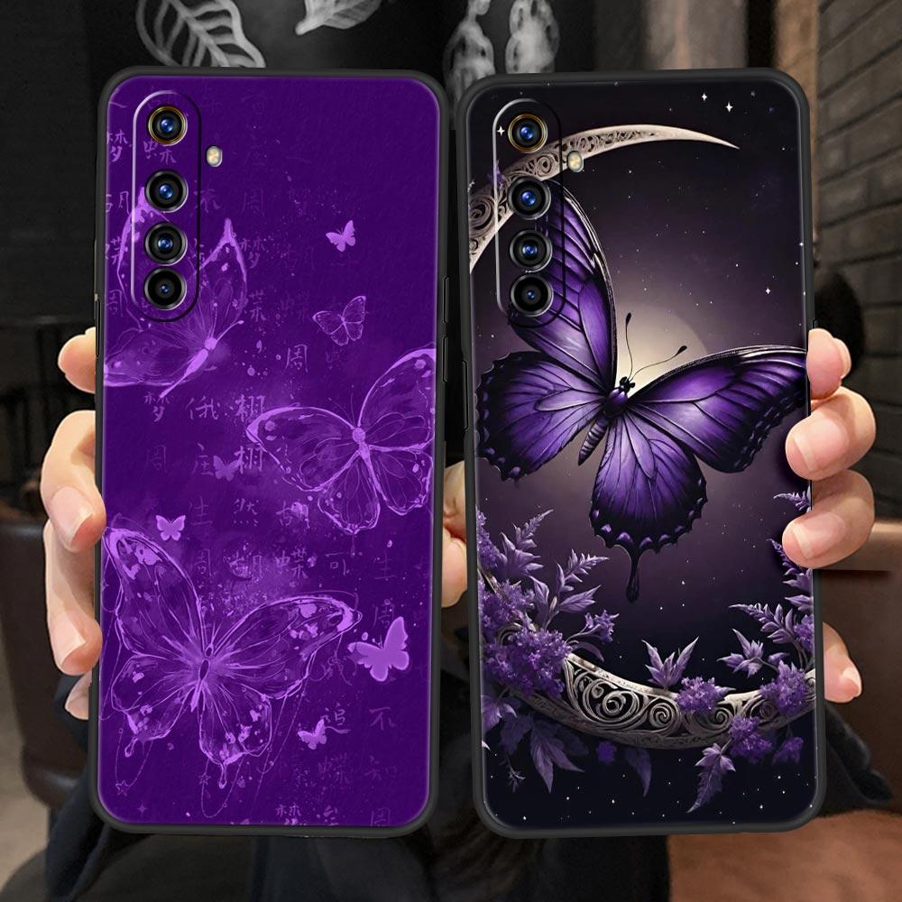 Арт Фиолетовая Бабочка Мягкий ТПУ Для Realme 13 12 11 10 9 Pro Plus GT3 GT2 C21 C25 C35 C53 C55 C67 Pro 5G Чехол для Телефона Обложка Fundas