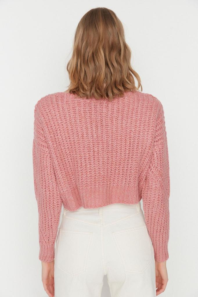 Женский элегантный кардиган, пудровый, мягкий текстурированный укороченный трикотаж, кардиган