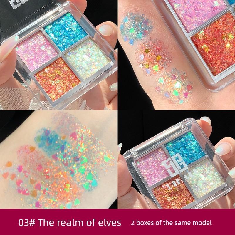 Children's Day Stage Makeup Eye Shadow Glitter Gel Glue-Free Glitter Palette Sparkling Eye Makeup Performance Cosmetics Four Colors